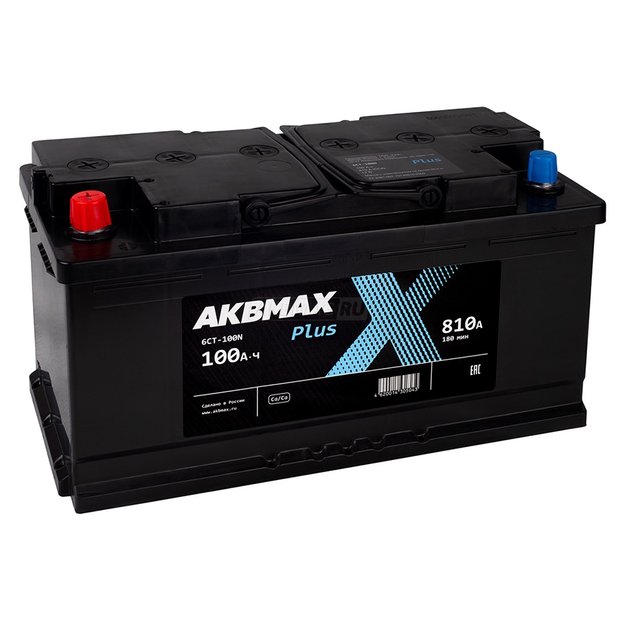 Аккумулятор автомобильный AKBMAX PLUS 100L 810 А прям. пол. 100 Ач (6СТ100N)