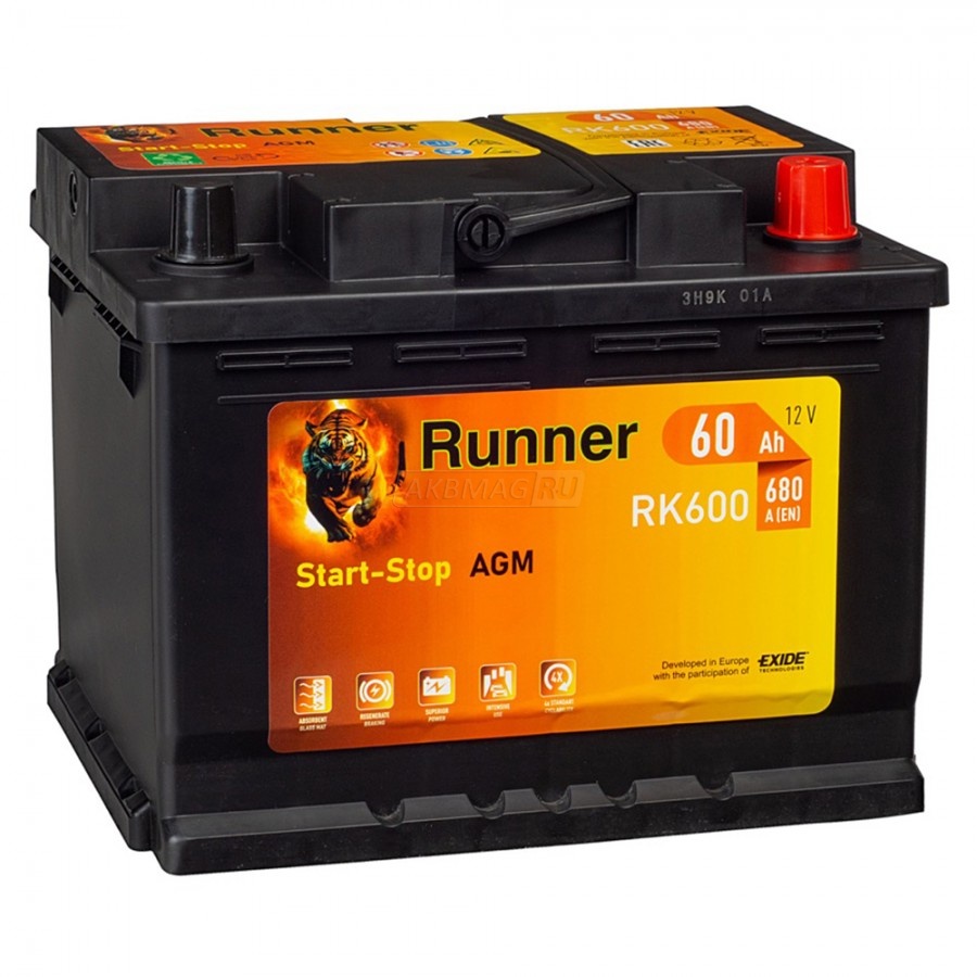 Runner AGM 60r rk600 680 а. Аккумулятор Runner.